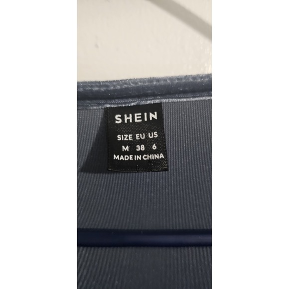 Shein Gray Velvet Wrap Dress Women M Sz 6  Holiday Party Festive Minimalist - Picture 5 of 9